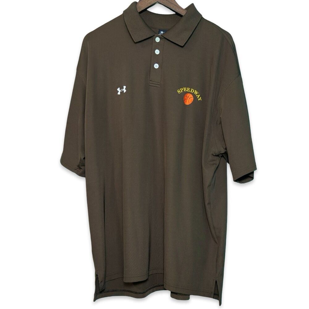 Under Armour Performance Polo Men's XL Brown Speedway Basketball Embroidered